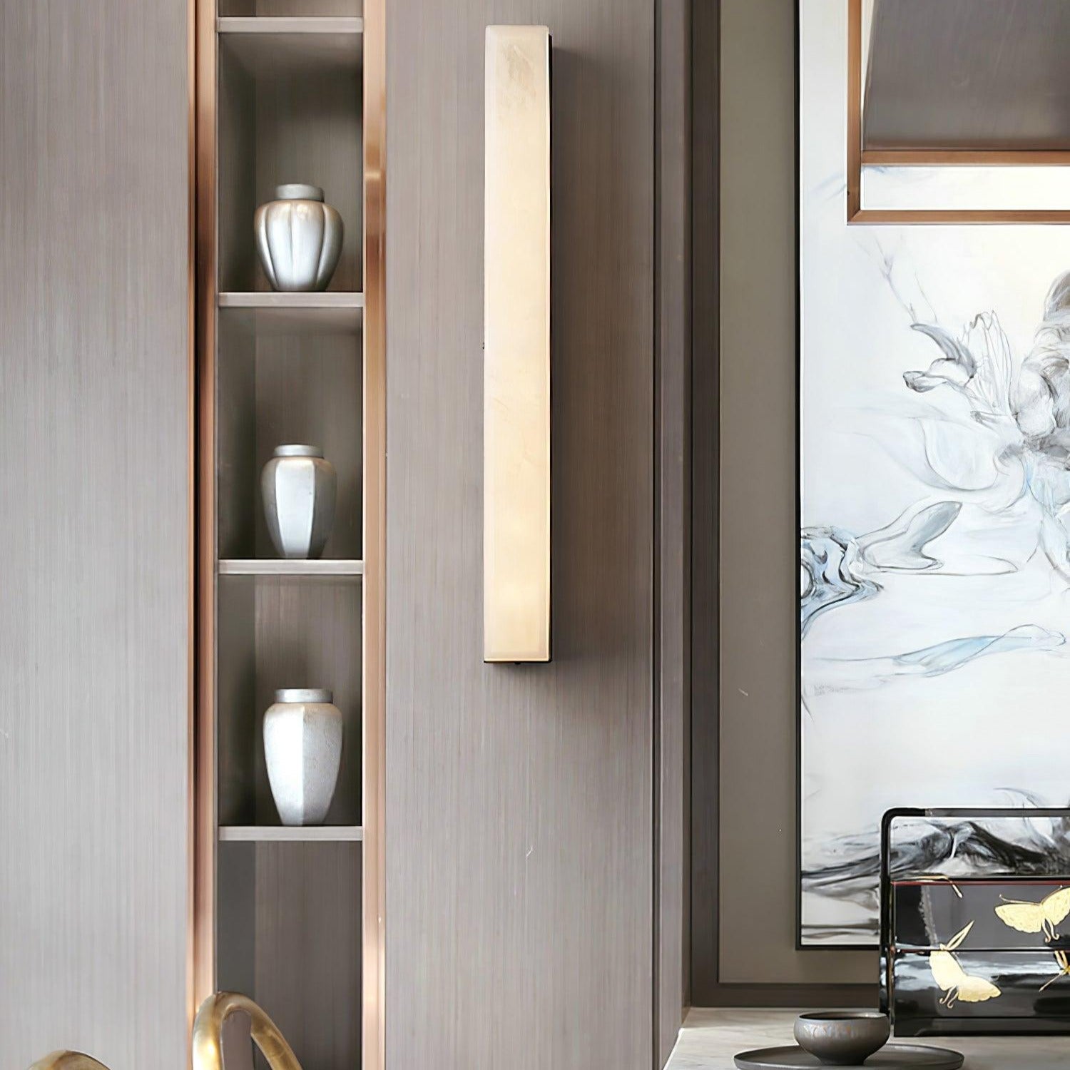 Kristy Linear Brass  Alabaster Wall Lamp | ventumra