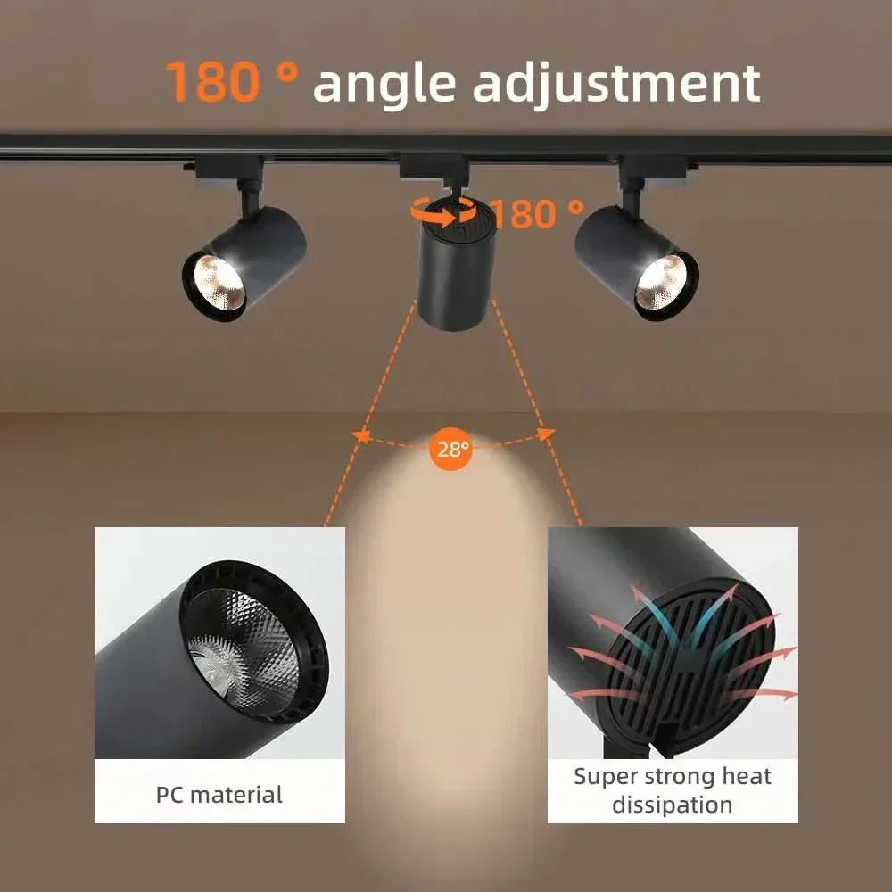LED bodové světlo NovaGlow — otočný montážní držák, nastavitelný úhel svícení, COB pole