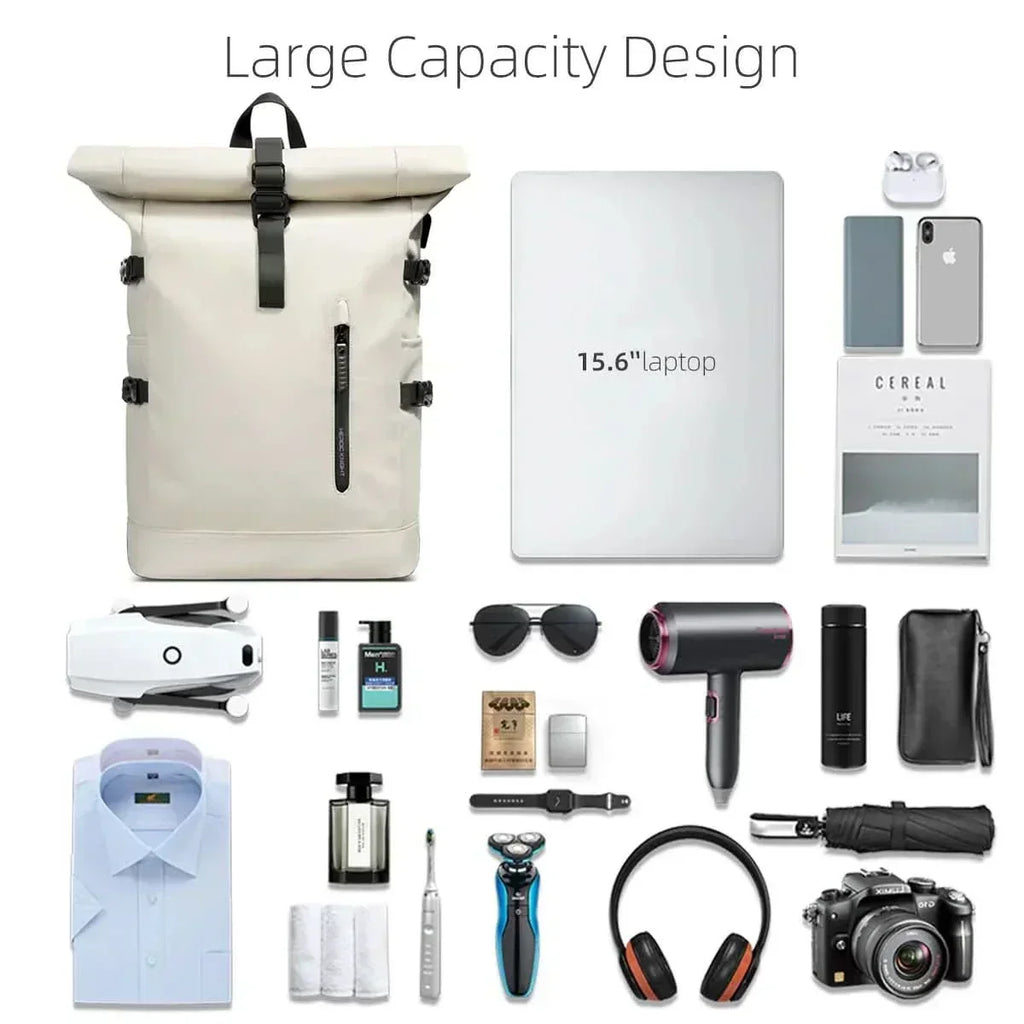 TrailMate Expandable Roll-Top Backpack — Large Capacity, Dedicated Laptop Compartment