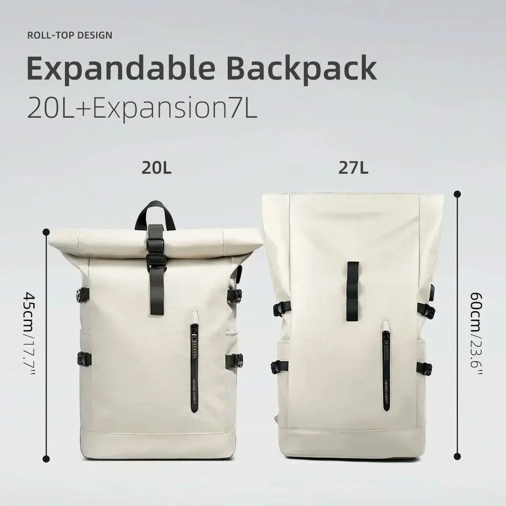 TrailMate Expandable Roll-Top Backpack — Large Capacity, Dedicated Laptop Compartment