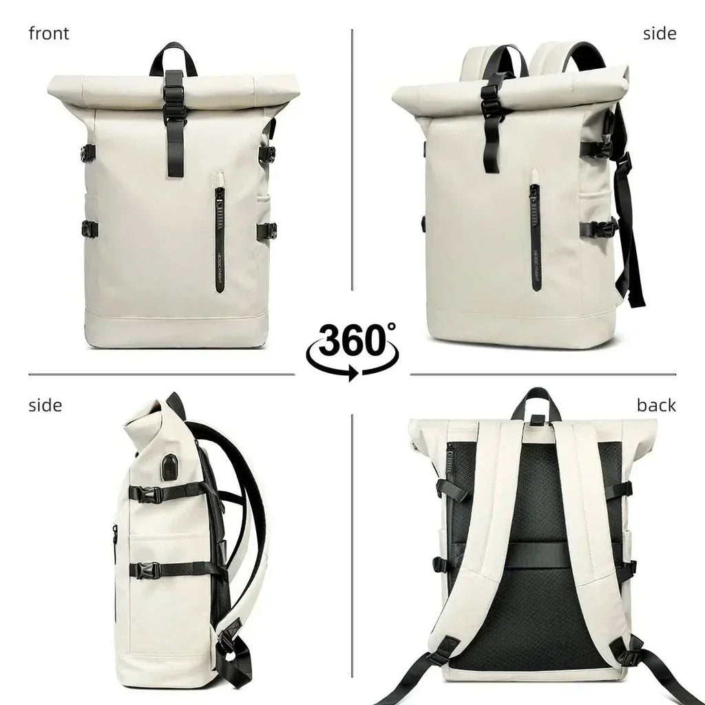 TrailMate Expandable Roll-Top Backpack — Large Capacity, Dedicated Laptop Compartment