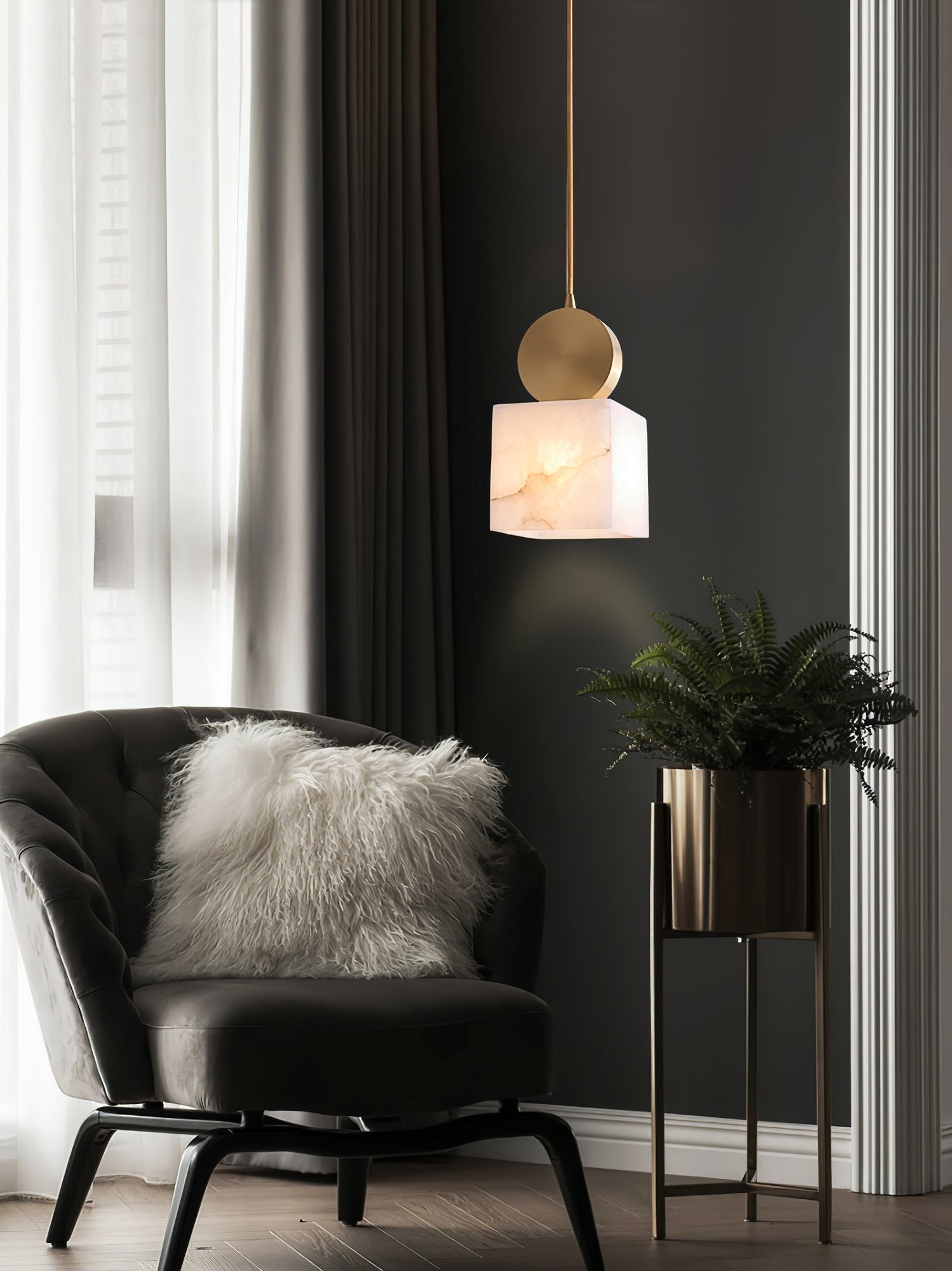 Etruscan Pendant Light Alabaster & Brass | ventumra