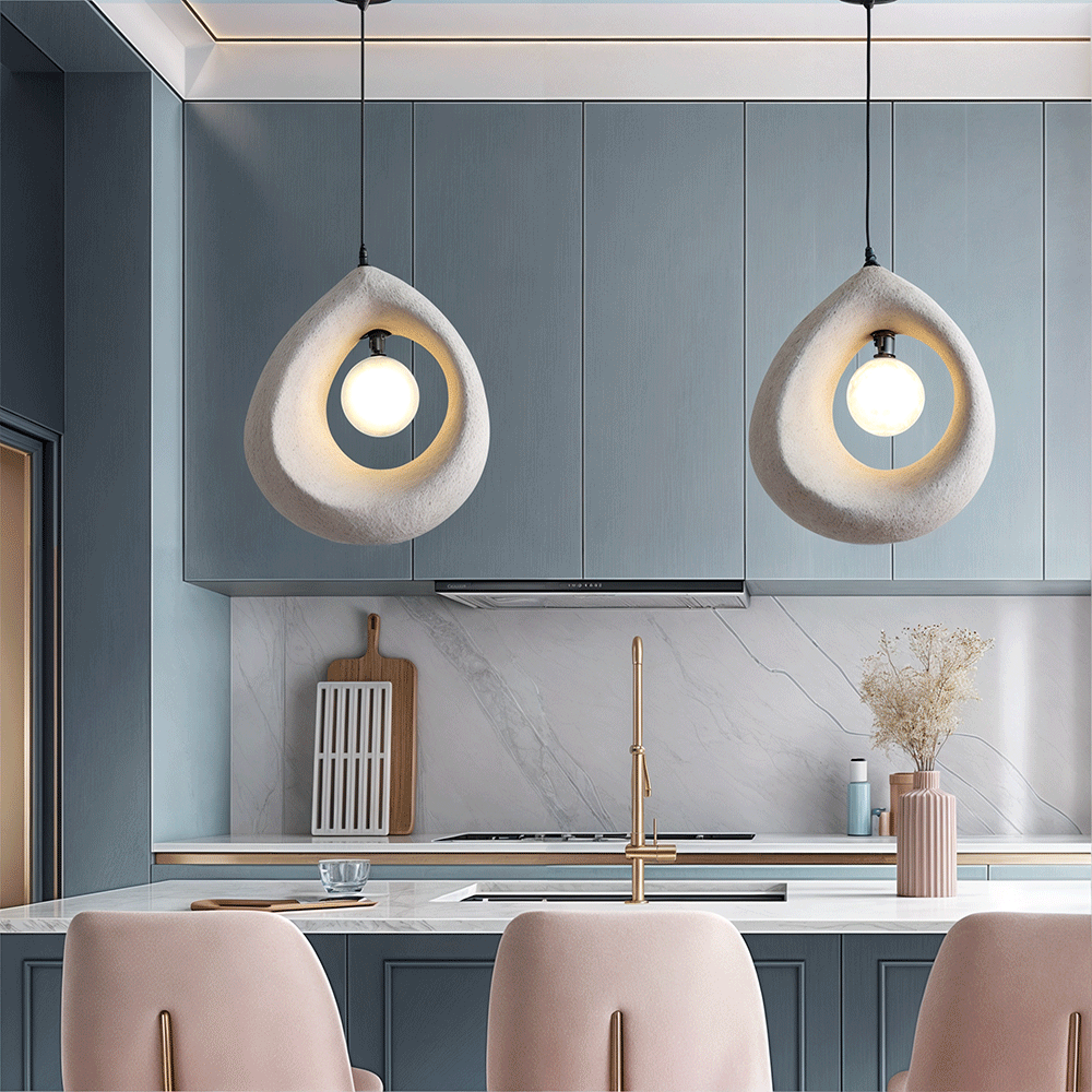 Hikari Resin LED Pendant Light in Japanese Wabi-Sabi Style