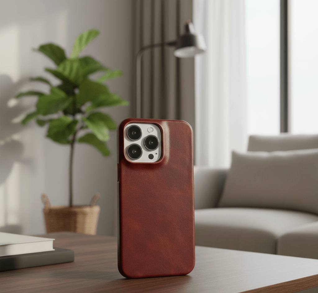 Cover AurumHide MagSafe per iPhone — Pregiata pelle naturale, rivestimento a cera d’olio