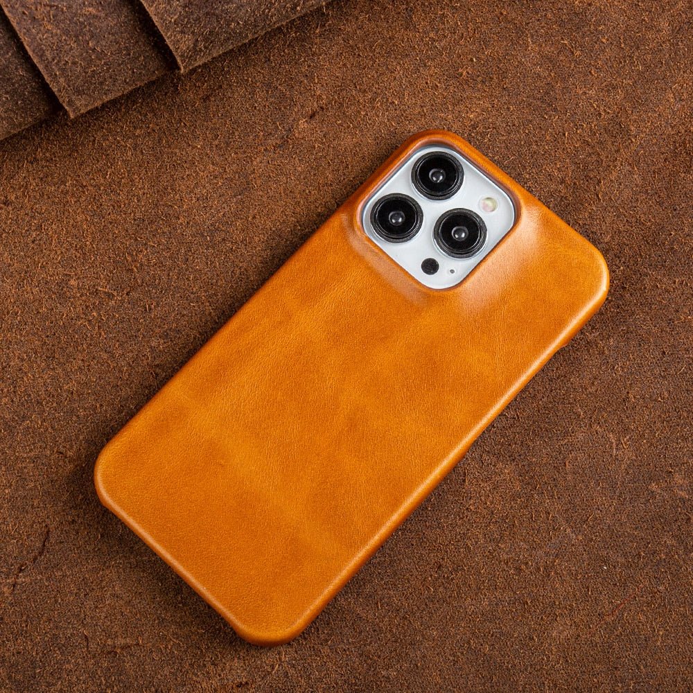 Cover AurumHide MagSafe per iPhone — Pregiata pelle naturale, rivestimento a cera d’olio