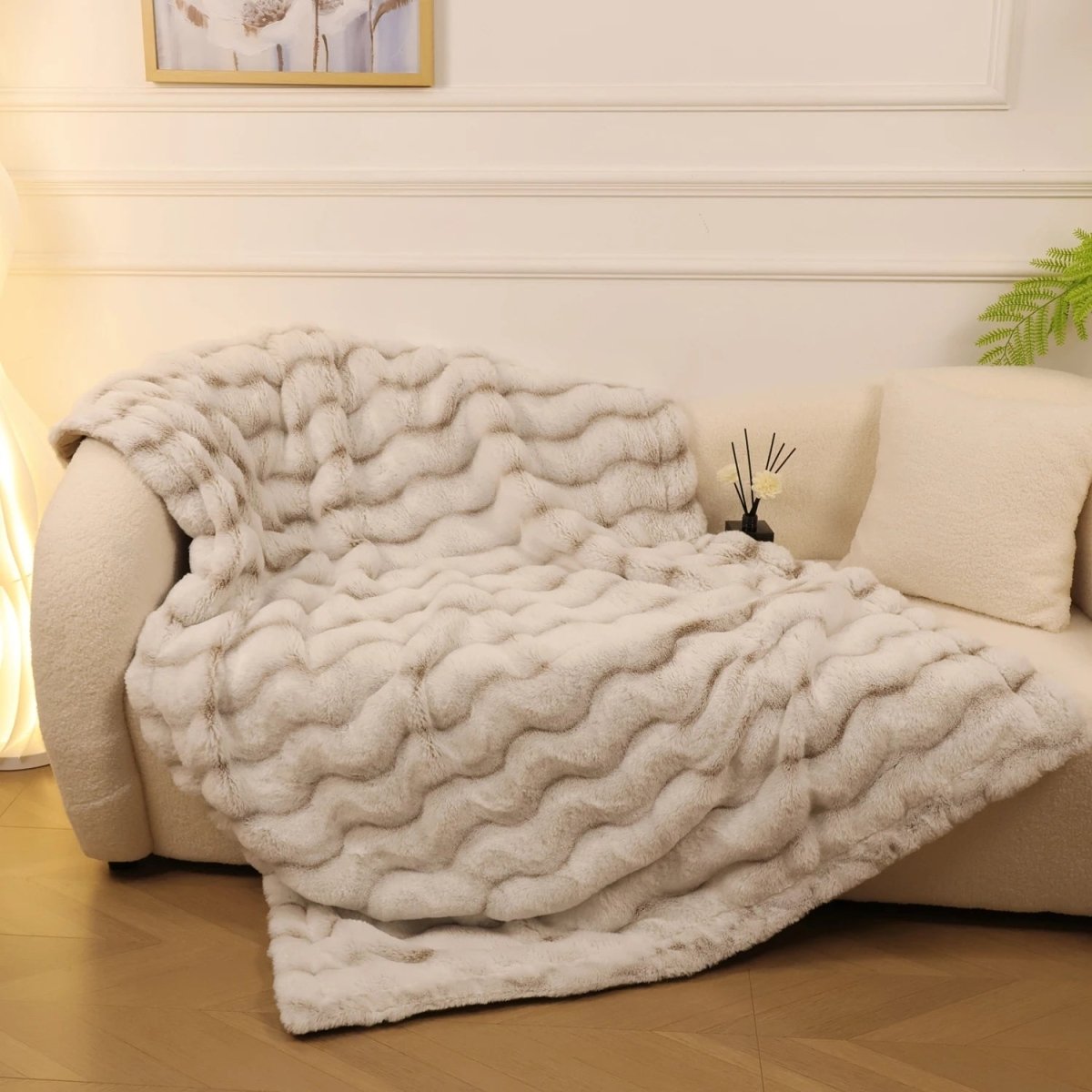 Manta de lã sintética de coelho, dupla face, SnugAura — Pelo espesso e macio como uma nuvem