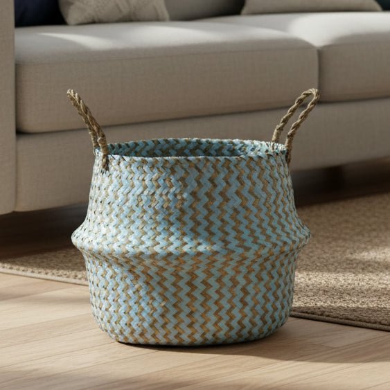 AuroraWeave Handmade Foldable Willow Plant Basket — Boho Style