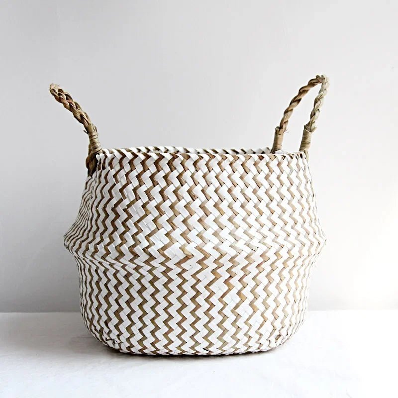 AuroraWeave Handmade Foldable Willow Plant Basket — Boho Style