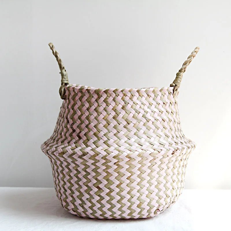 AuroraWeave Handmade Foldable Willow Plant Basket — Boho Style