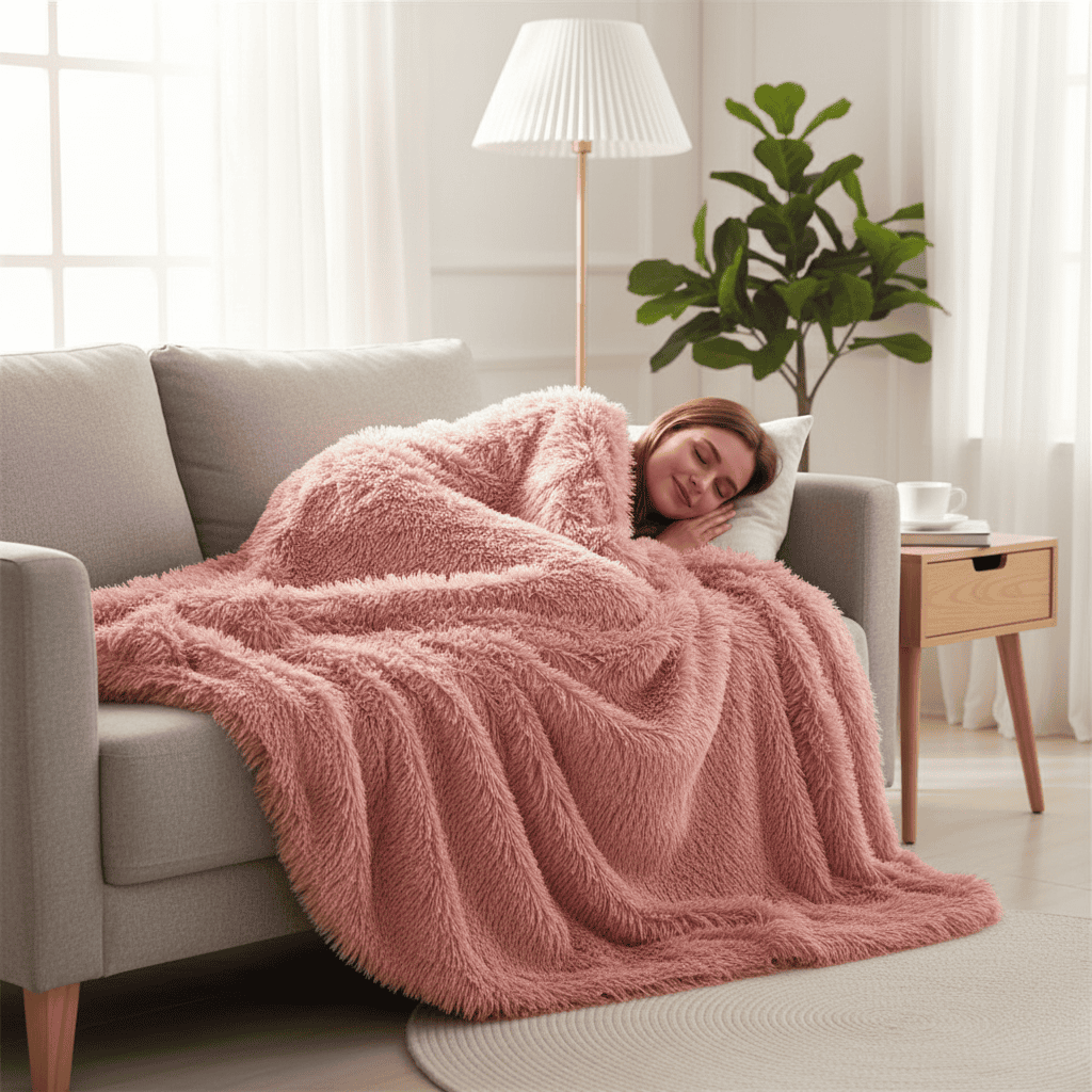 VelvetLush Coperta in ecopelliccia — Superficie morbida e testurizzata, trattiene il calore