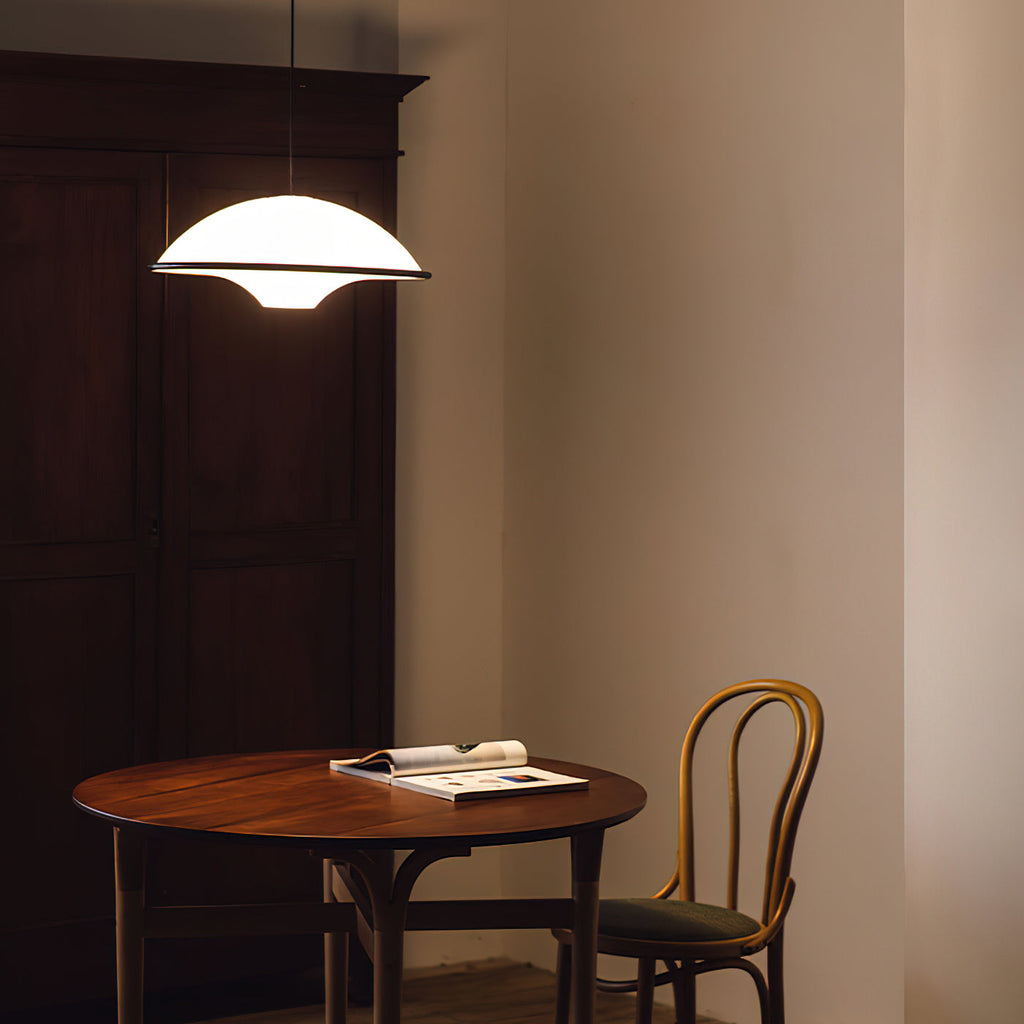 Novara | Minimalist UFO Pendant Light With Black Trim