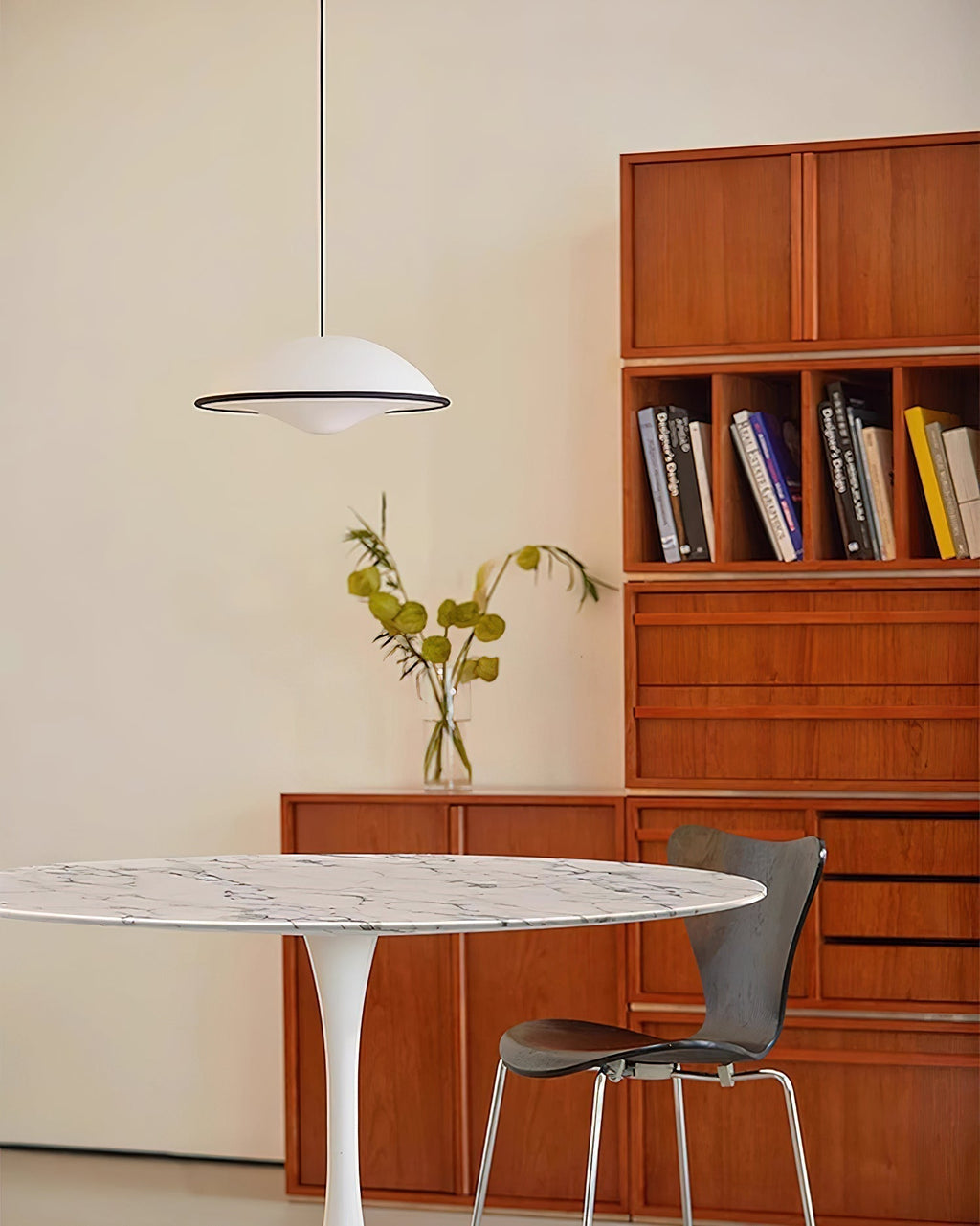 Novara | Minimalist UFO Pendant Light With Black Trim