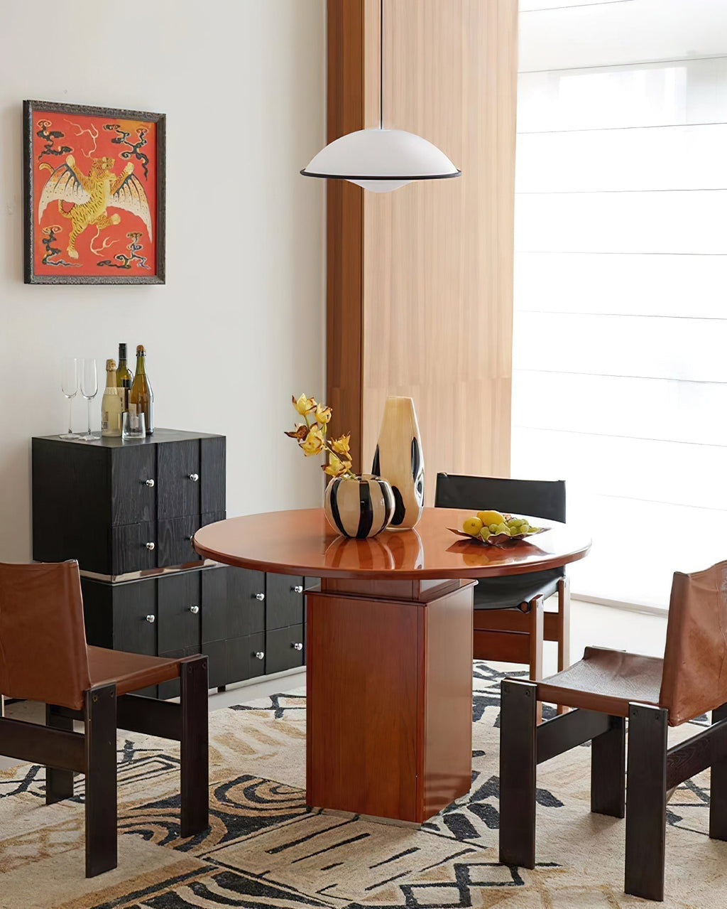 Novara | Minimalist UFO Pendant Light With Black Trim