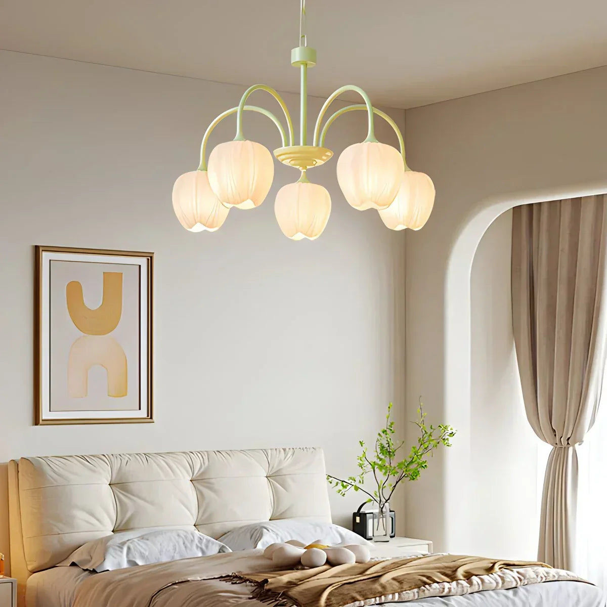 Romantic Tulip Chandelier In Matcha Green Finish | Ventumra