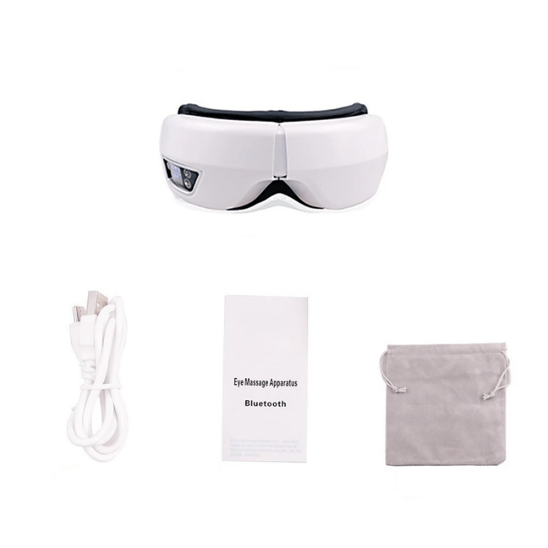 LuminaFlex מכשיר עיסוי עיניים 6D — לחץ אוויר, חימום, רטט, Bluetooth, עיצוב מתקפל