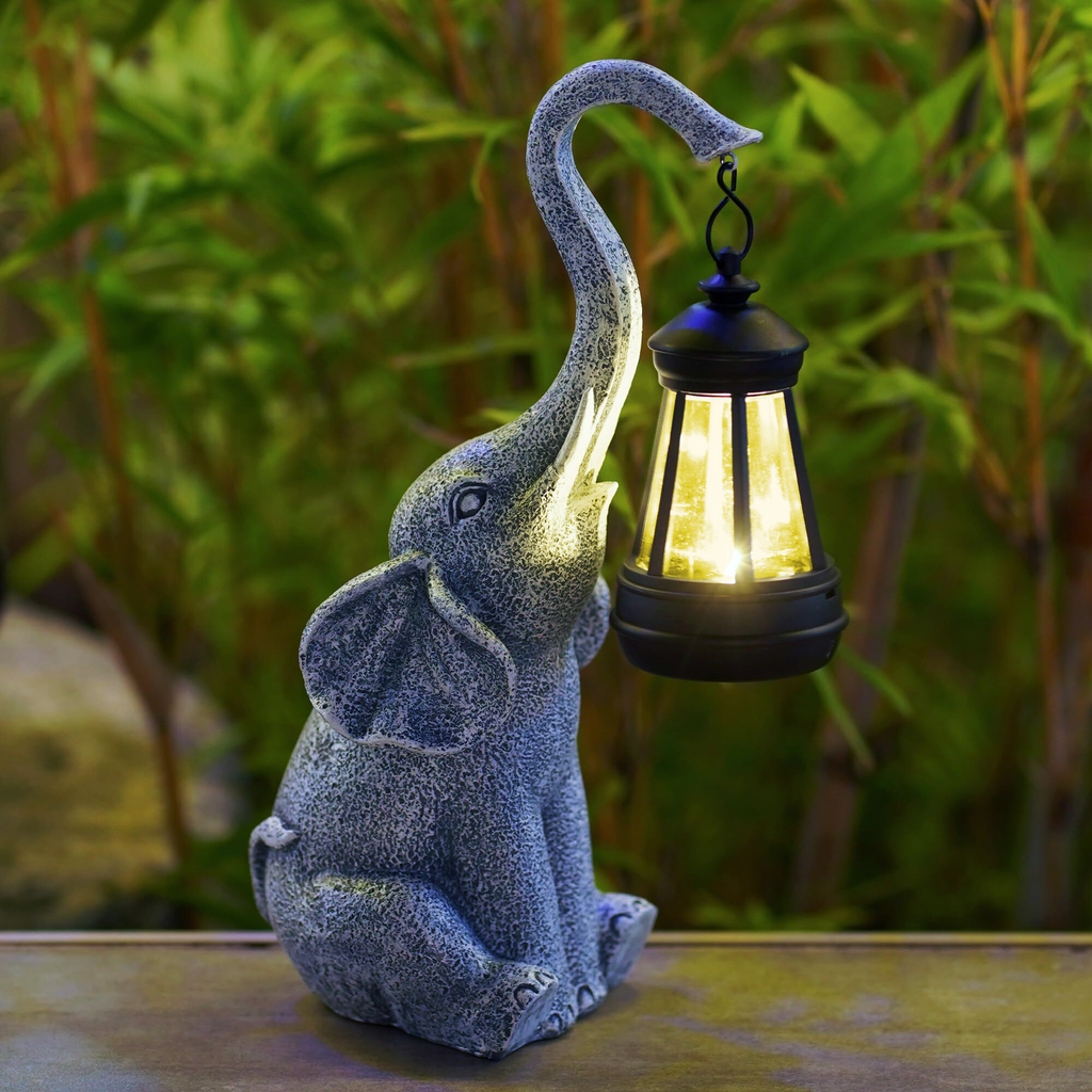 LumiTrunk Elephant Garden Night Lamps 2 Pack Warm Glow