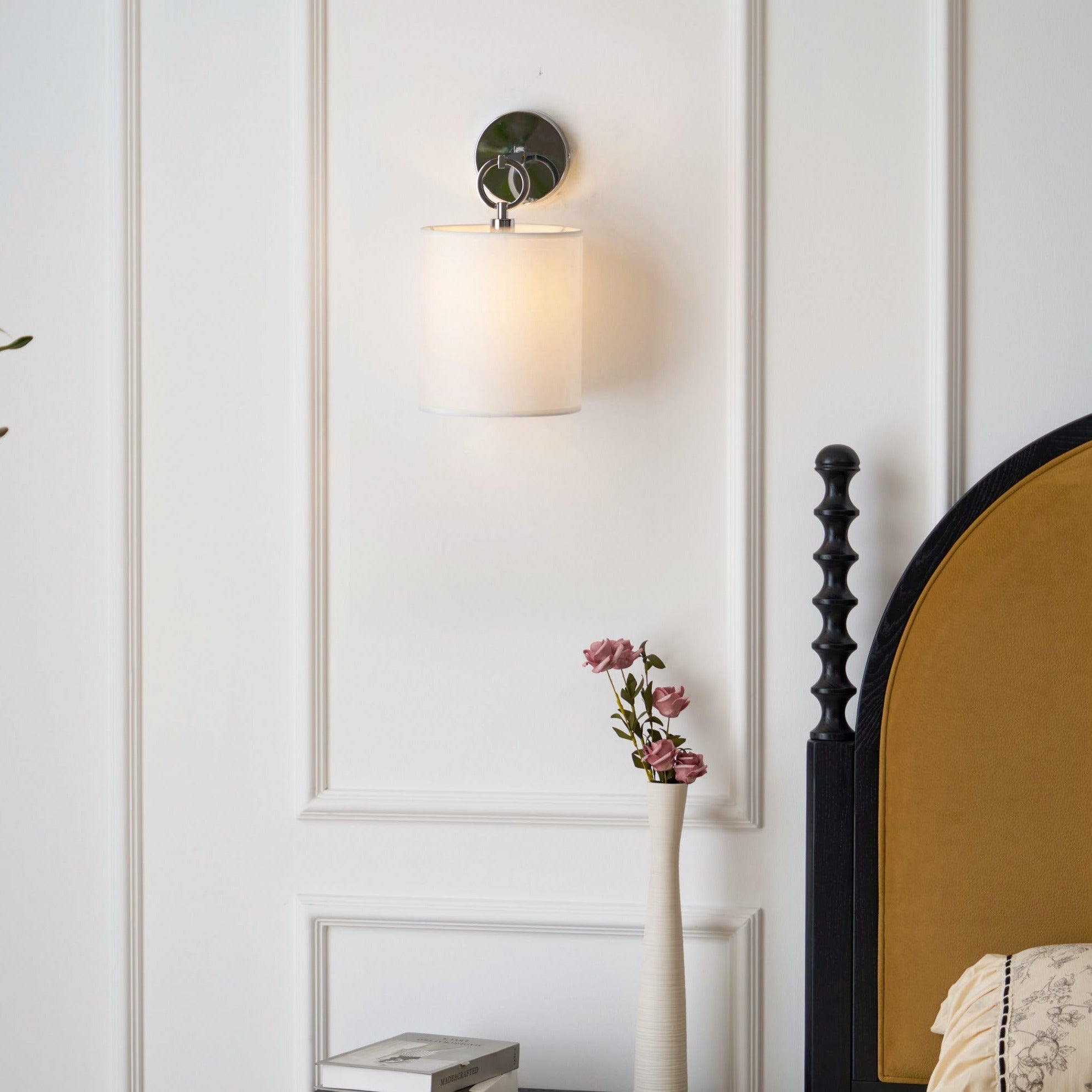 Iris Wall Lamp Farmhouse Fabric Cylindrical | ventumra
