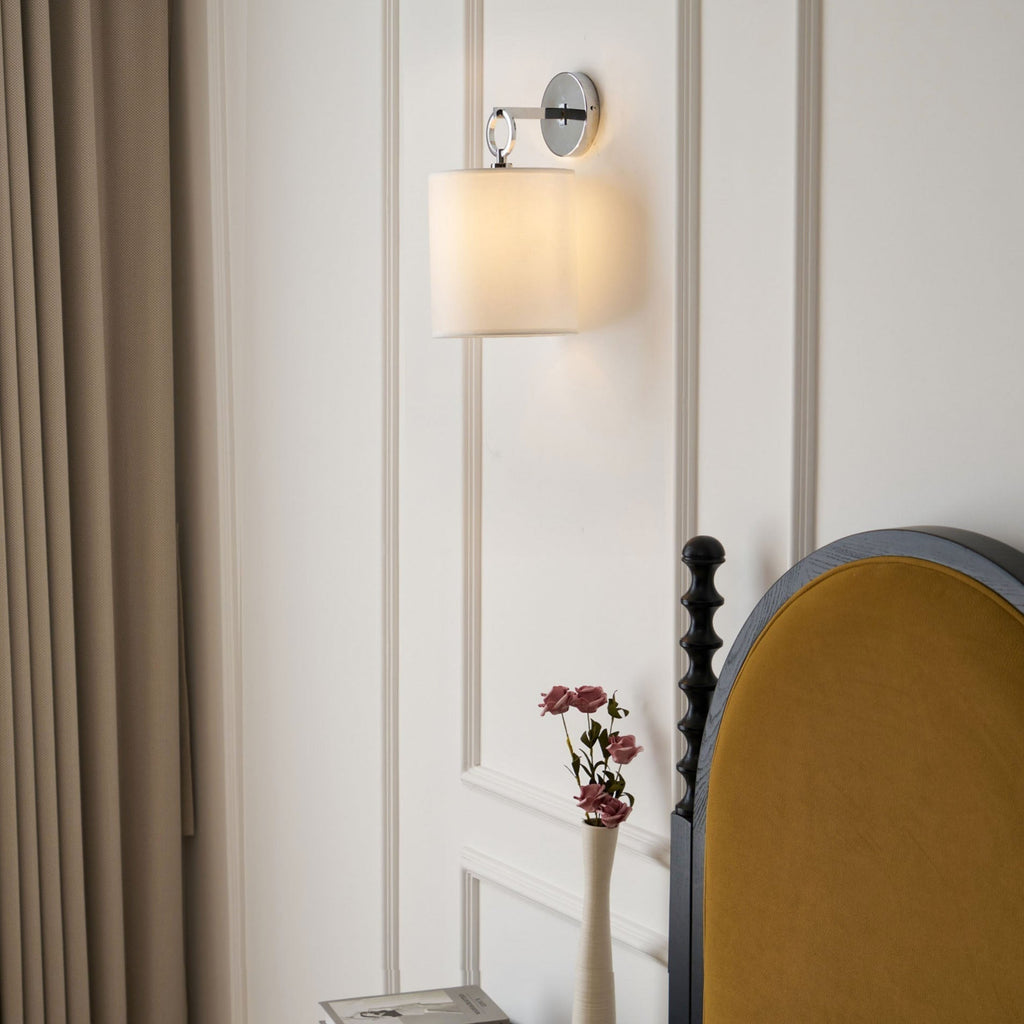 Iris Wall Lamp Farmhouse Fabric Cylindrical | ventumra