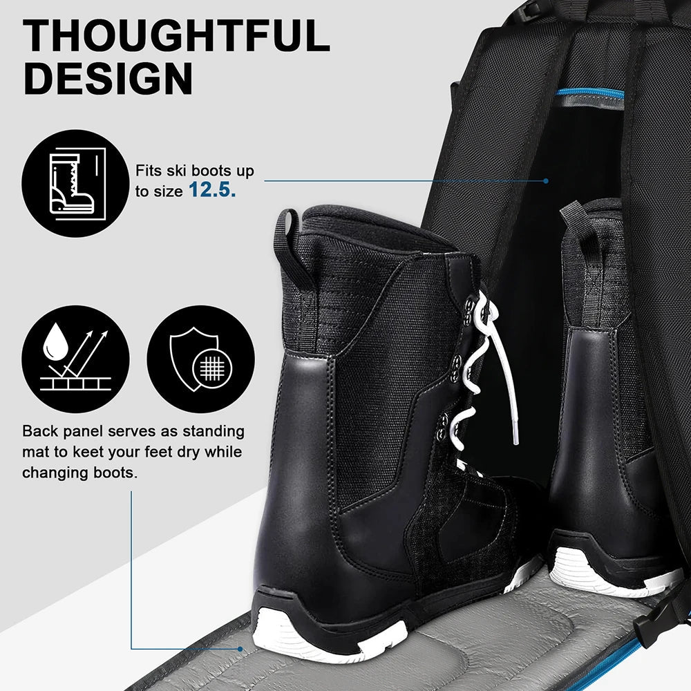 SummitCarry 50-Liter Waterproof Ski Boot Backpack — Rugged Transit Bag