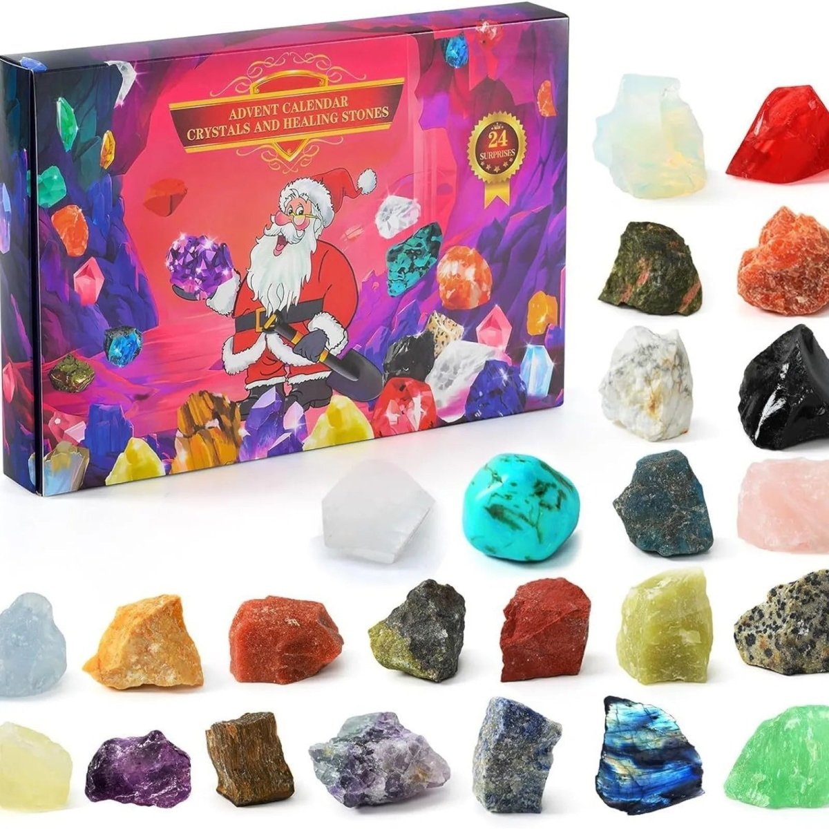 Gleamstone Calendario de Adviento 2025 — Minerales naturales y bloques sorpresa festivos