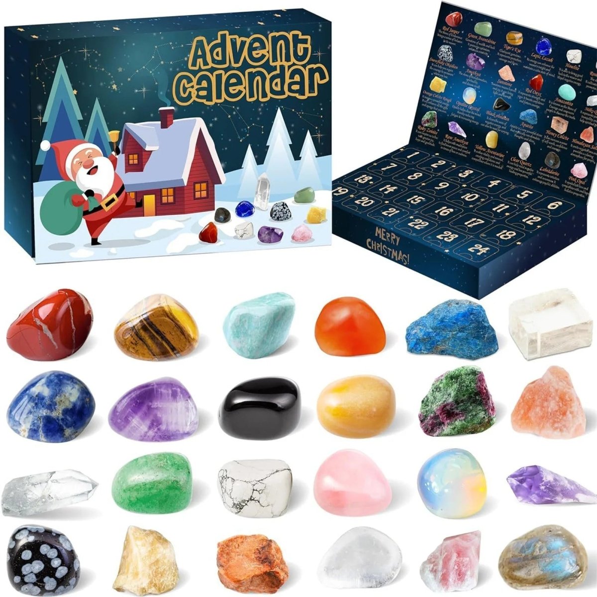Gleamstone Calendario de Adviento 2025 — Minerales naturales y bloques sorpresa festivos