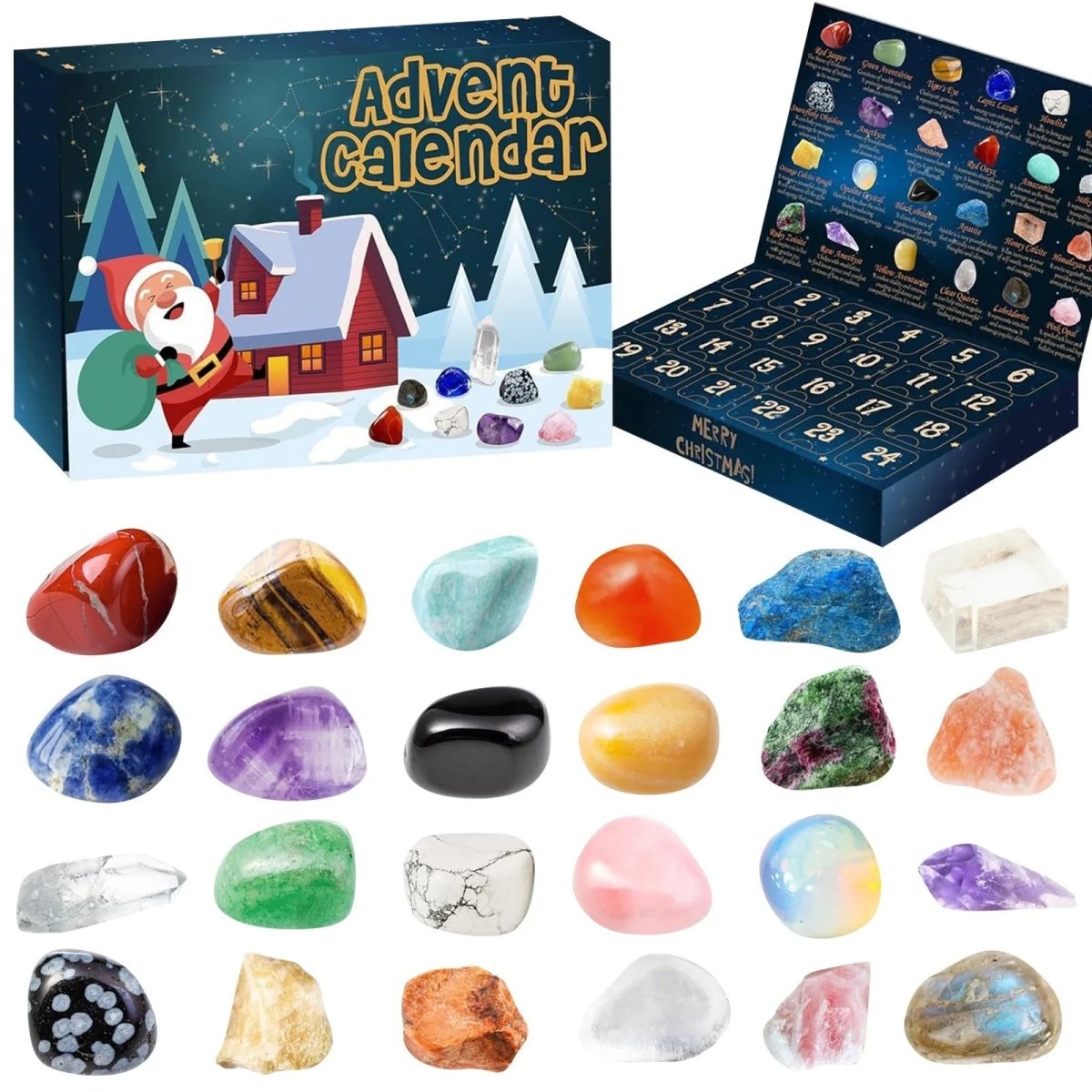 Gleamstone Calendario de Adviento 2025 — Minerales naturales y bloques sorpresa festivos