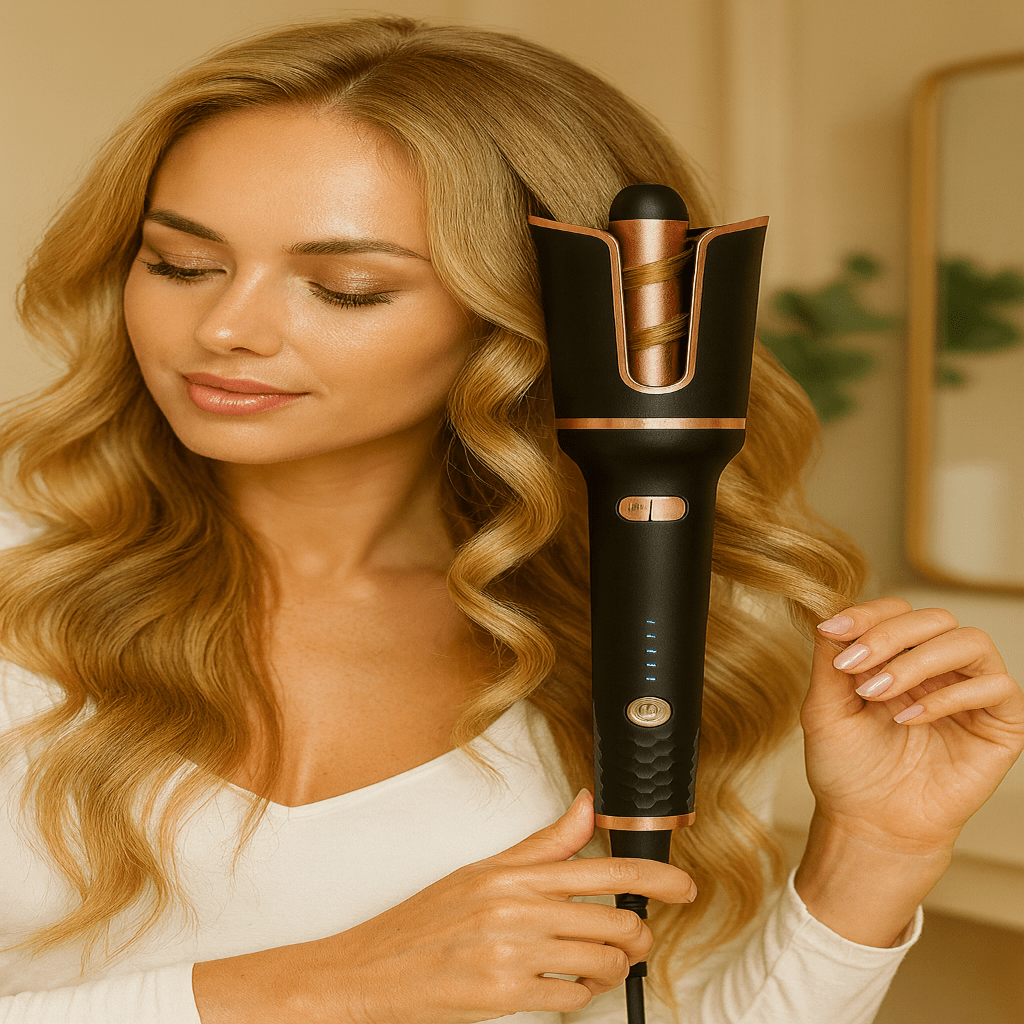 CurlNova Automatic Ceramic Curling Iron — Motorized Rotating Barrel
