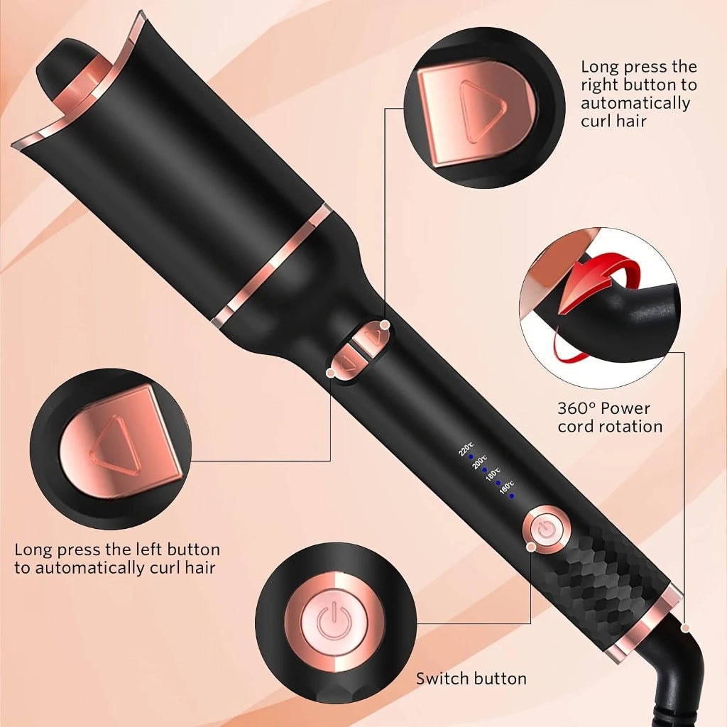 CurlNova Automatic Ceramic Curling Iron — Motorized Rotating Barrel