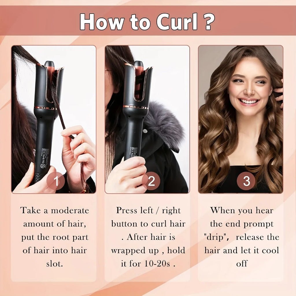 CurlNova Automatic Ceramic Curling Iron — Motorized Rotating Barrel