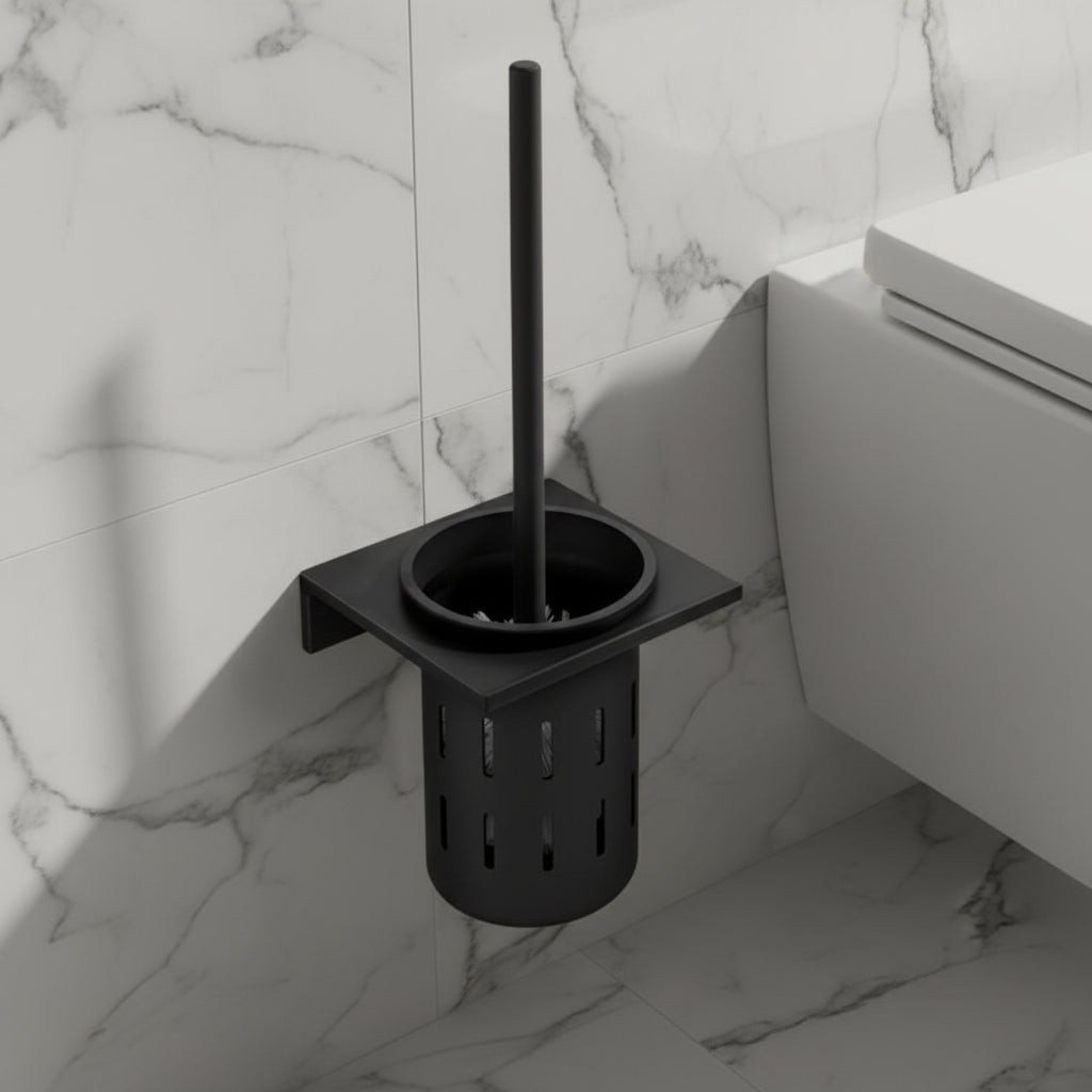 AureaLine Wandmontiertes Toilettenbürsten-Set – Gebürstetes Gold