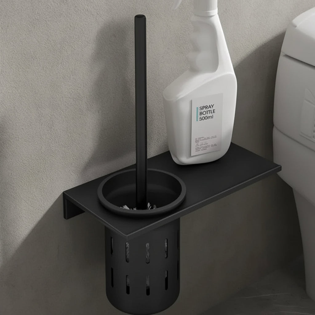 AureaLine Wandmontiertes Toilettenbürsten-Set – Gebürstetes Gold