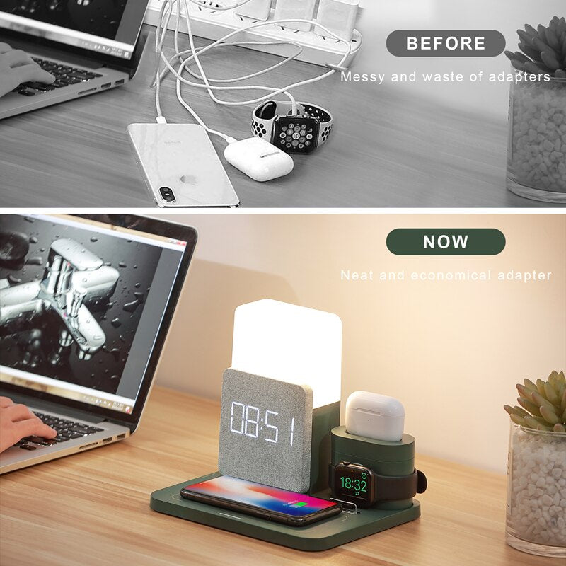 Viora 4-In-1 Fast Wireless Charging Alarm Lamp Station