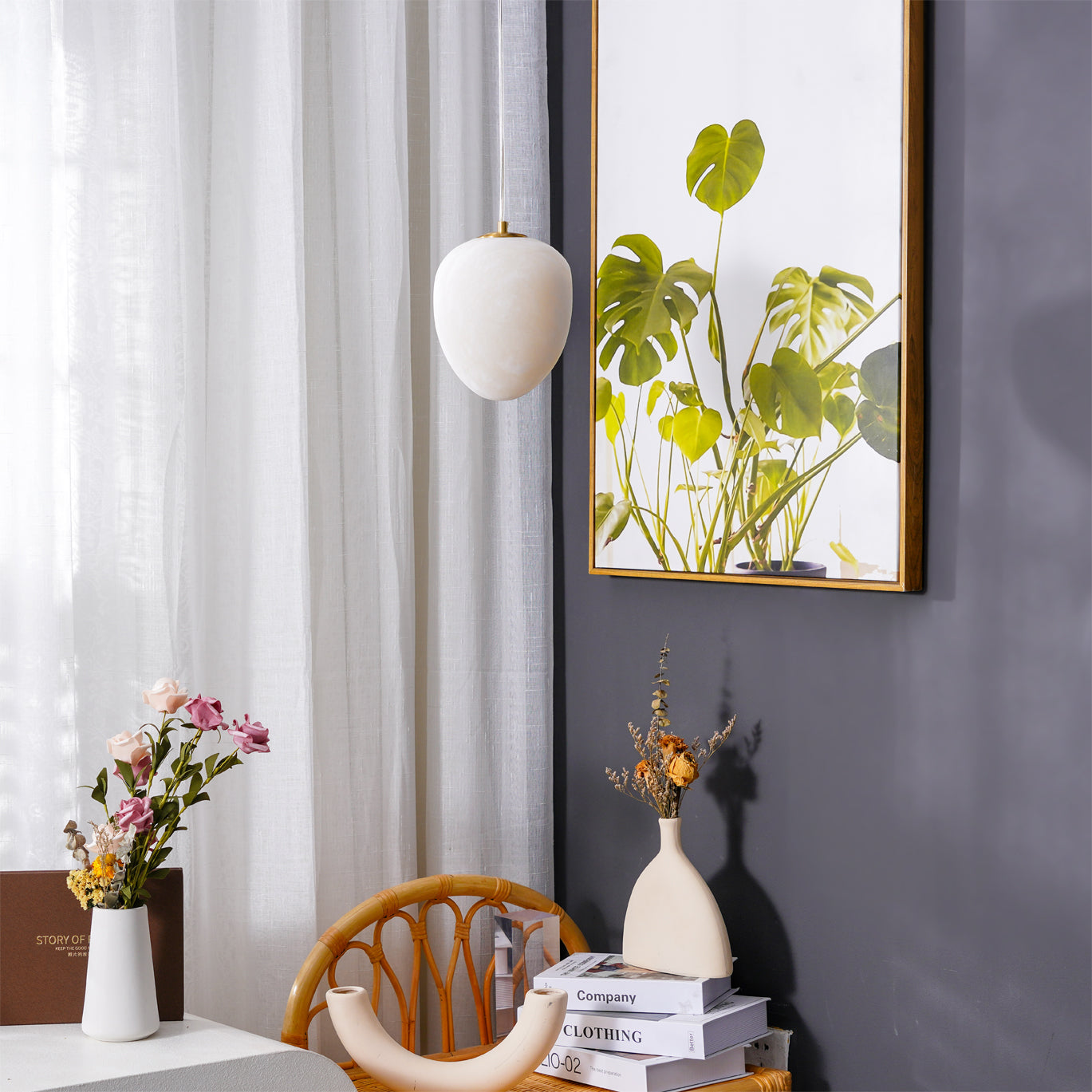 Goose Pendant Lamp Alabaster Brass Sophistication | ventumra