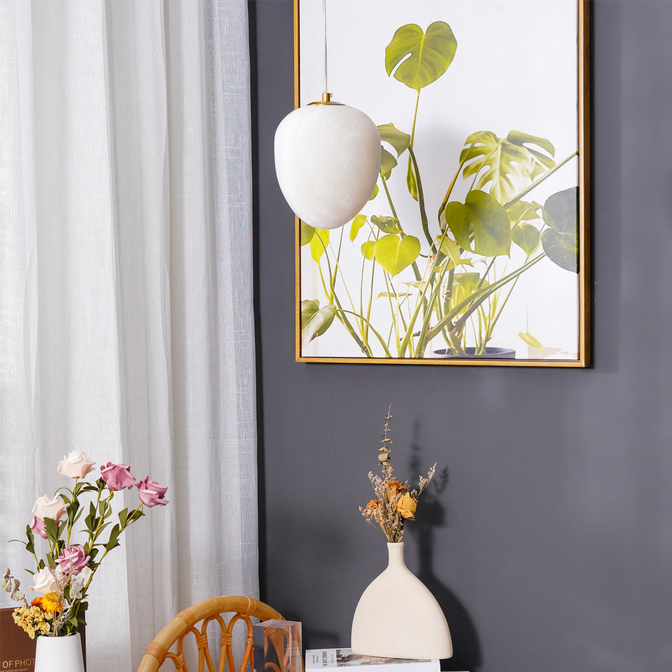 Goose Pendant Lamp Alabaster Brass Sophistication | ventumra