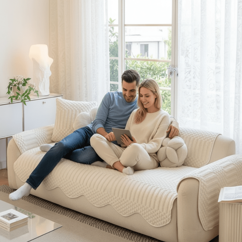 Cozy Cloud Thick Tuft Fleece Sofa Cover — Dense Pile, Upholstery Protector