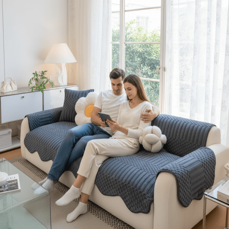Cozy Cloud Thick Tuft Fleece Sofa Cover — Dense Pile, Upholstery Protector