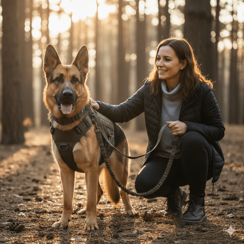 IronHound hundesele - robust komfortdesign, integreret øvre håndtag, aflastning af luftrøret