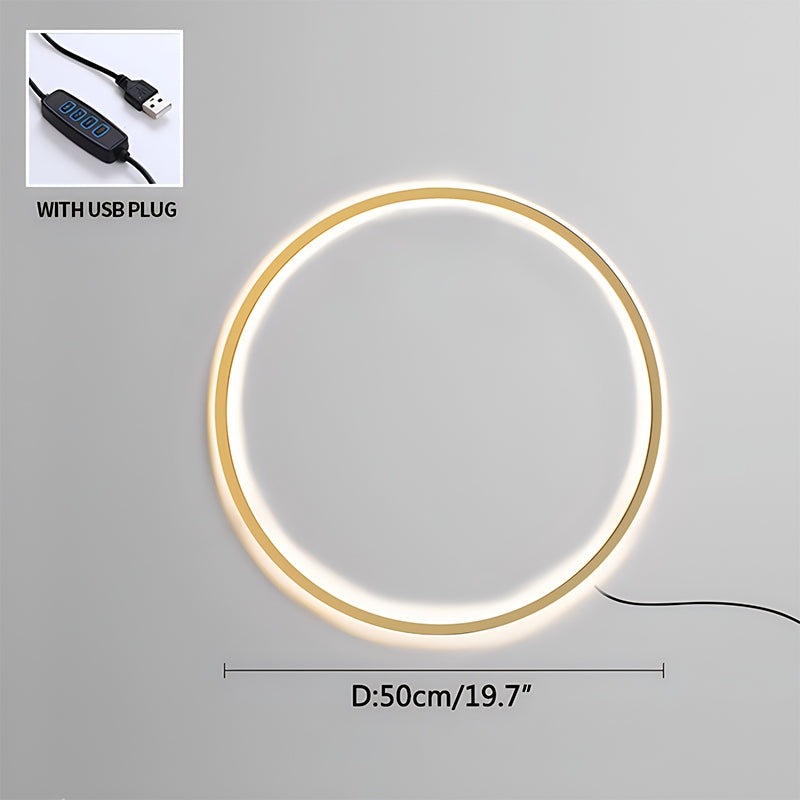 مصباح جداري دائري بتقنية LED وتصميم حلقي مستدير لغرفة المعيشة | فينتومرا
