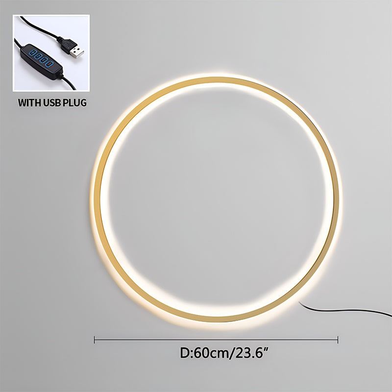 مصباح جداري دائري بتقنية LED وتصميم حلقي مستدير لغرفة المعيشة | فينتومرا