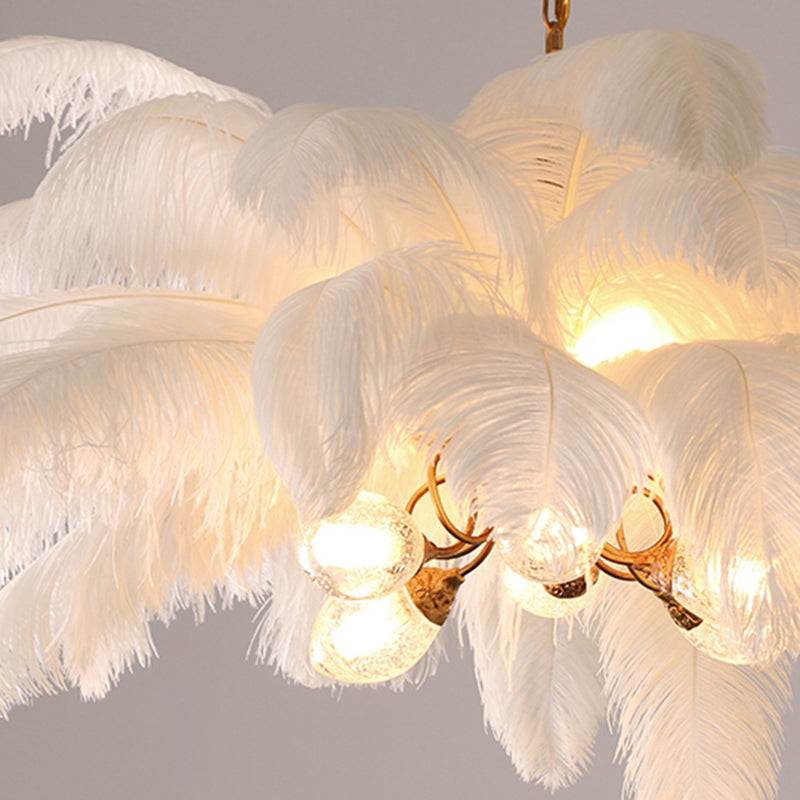O'Moore Nordic Luxury Pendant Light, Brass/Feather | ventumra