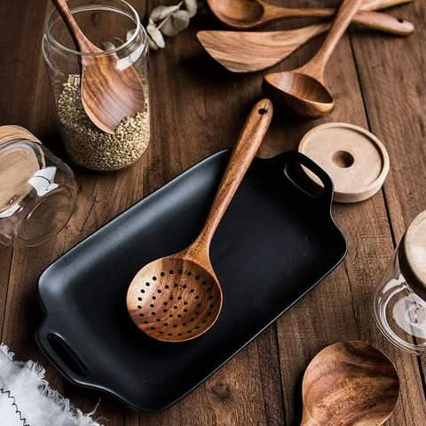 TimberGlow Teak Kitchen Utensil Set — Durable, Stylish, Heat Resistant