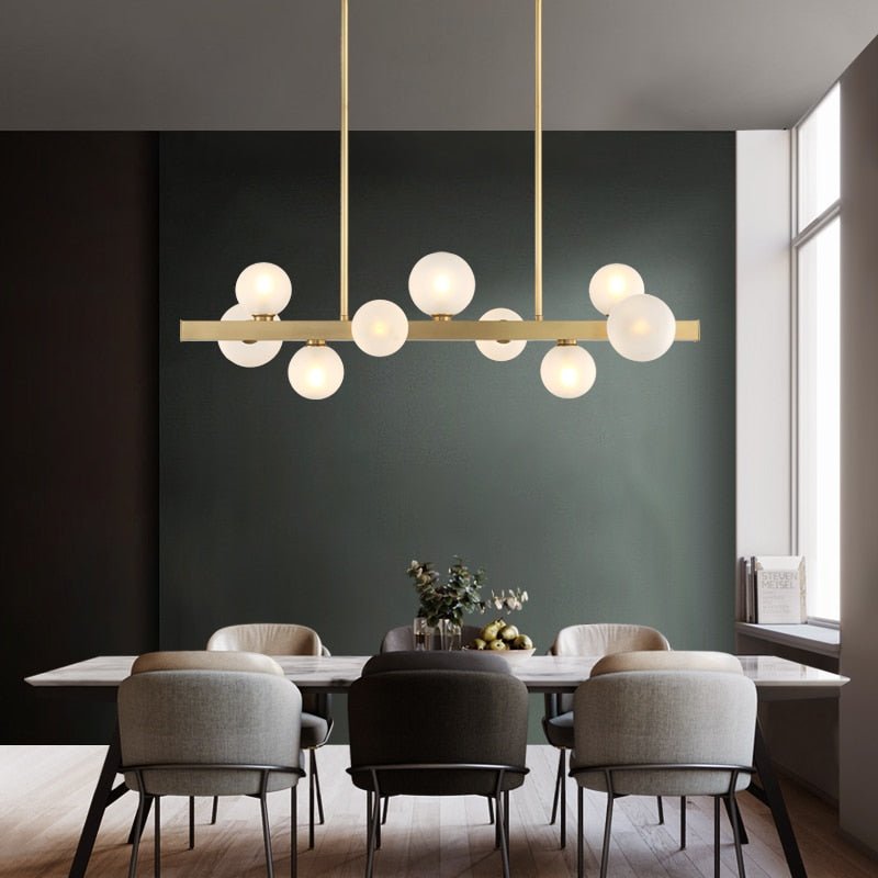 Lorien Copper Beam Pendant Light With Matte Glass Finish