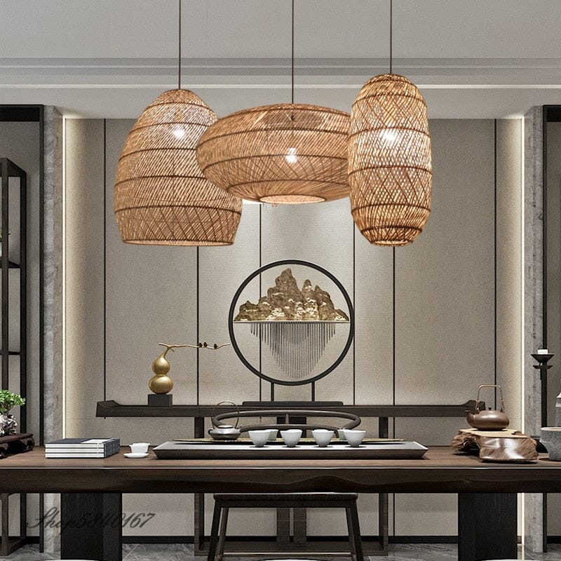 Zarela Rattan Pendant Light with Adjustable LED Glow