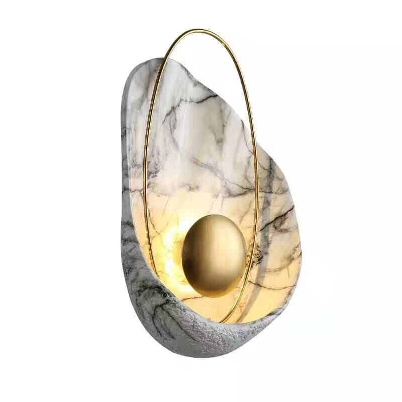 Luxurious Faux Marble Wall Lamp With Geometric Shell Pattern