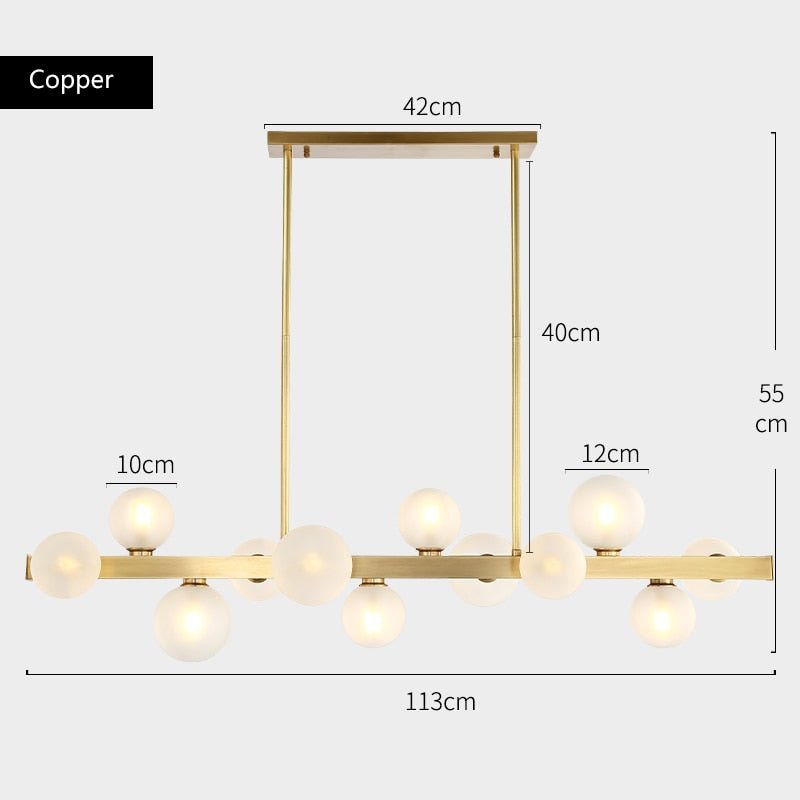 Lorien Copper Beam Pendant Light With Matte Glass Finish