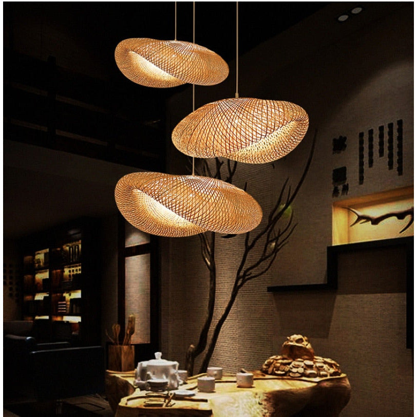 Novari Weave Pendant Light With Hand Knitted Bamboo Detailing