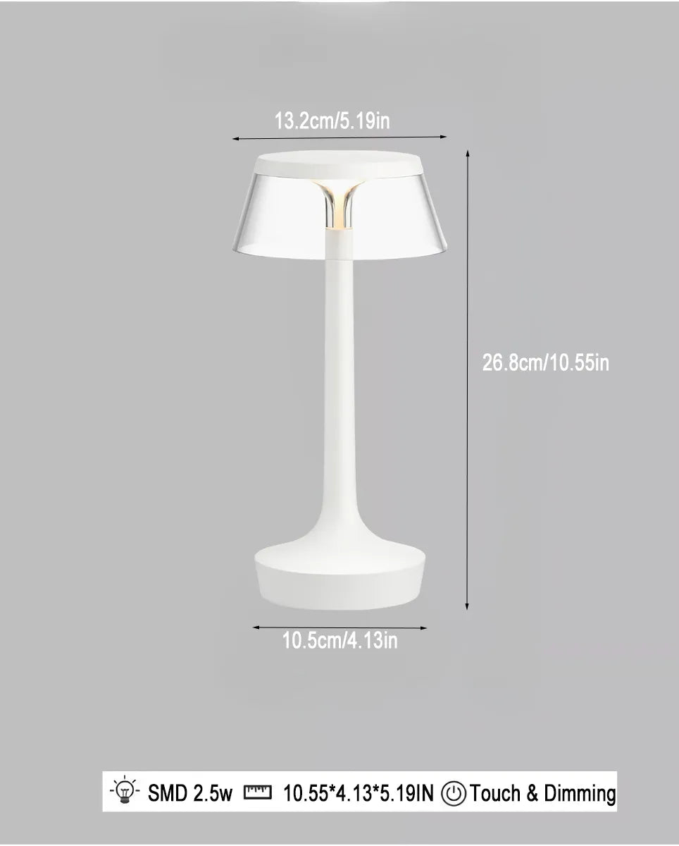 LuxeAura Crystal Touch Table Lamp With Rechargeable Glow