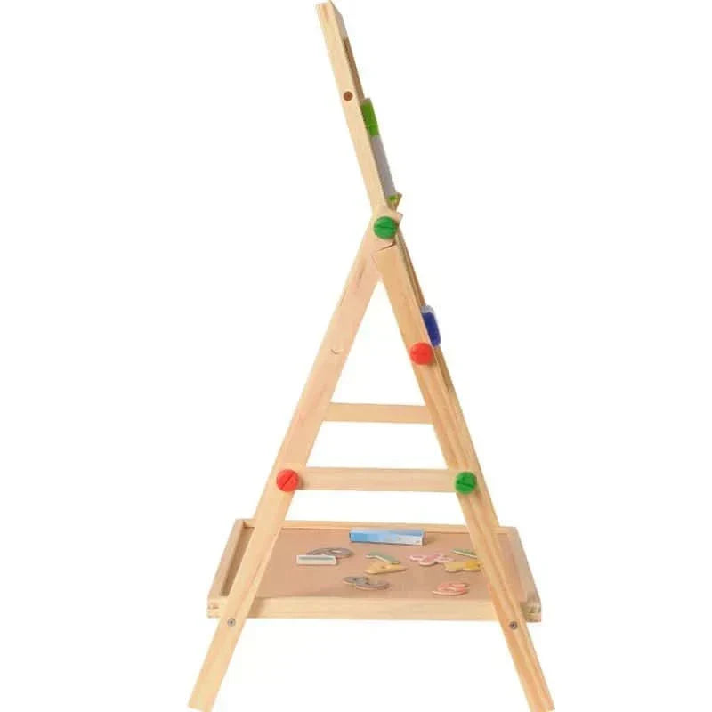 CreativeEase Magnetic Whiteboard and Chalkboard — Adjustable Wood Frame