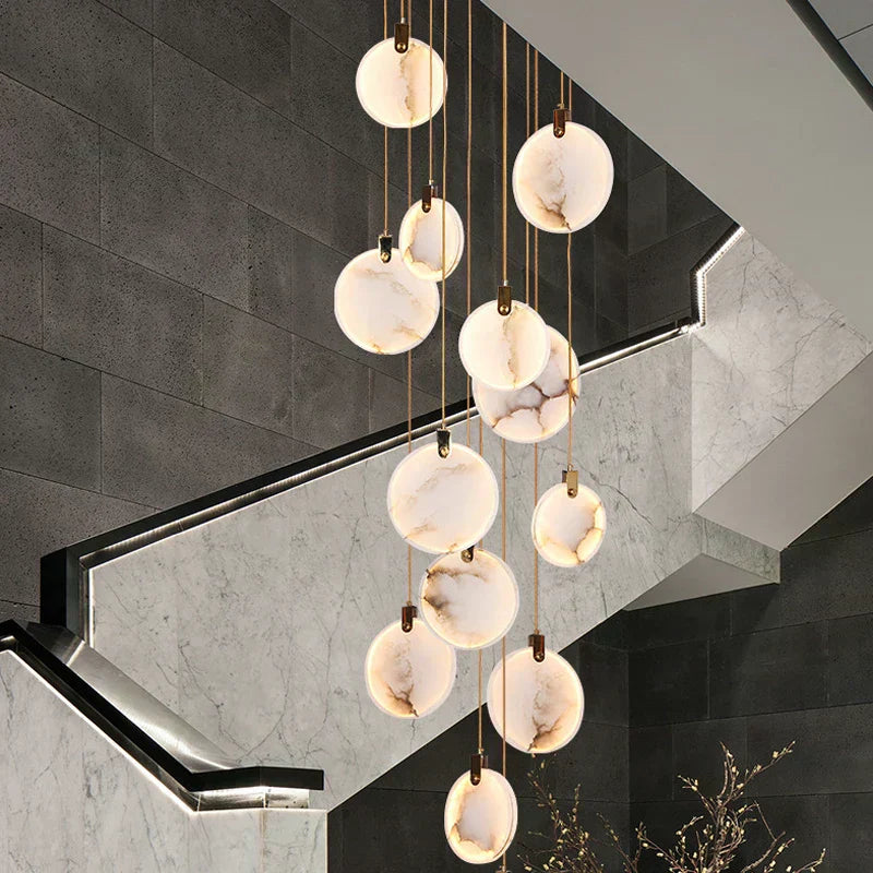 Aurea Marble Crystal Pendant Lights Modern LED Long