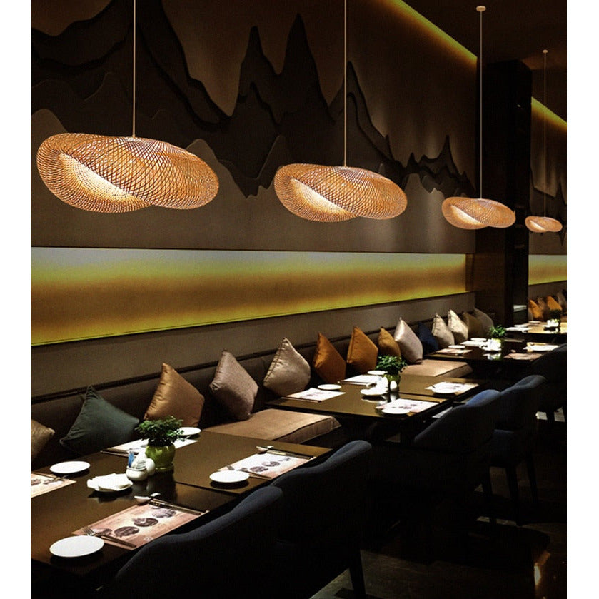 Novari Weave Pendant Light With Hand Knitted Bamboo Detailing